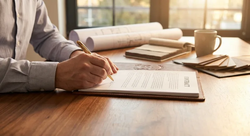 Podpisywanie umowy na projekt wnętrza